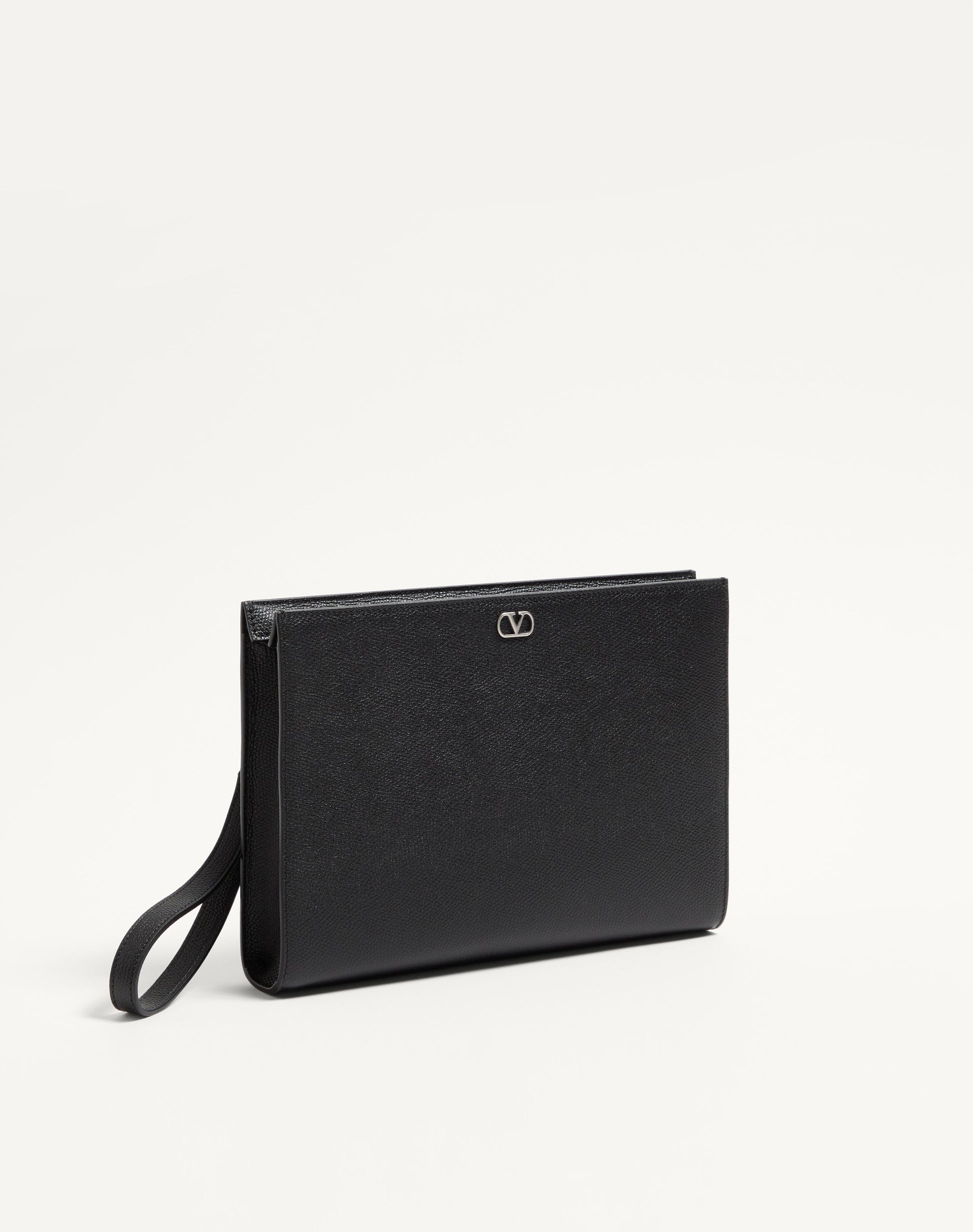 Valentino Garavani Vlogo Signature Grainy Calfskin Pouch
