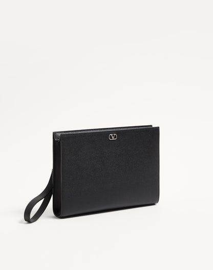 Valentino Garavani Vlogo Signature Grainy Calfskin Pouch