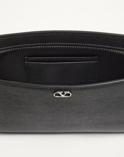 Valentino Garavani Vlogo Signature Grainy Calfskin Pouch