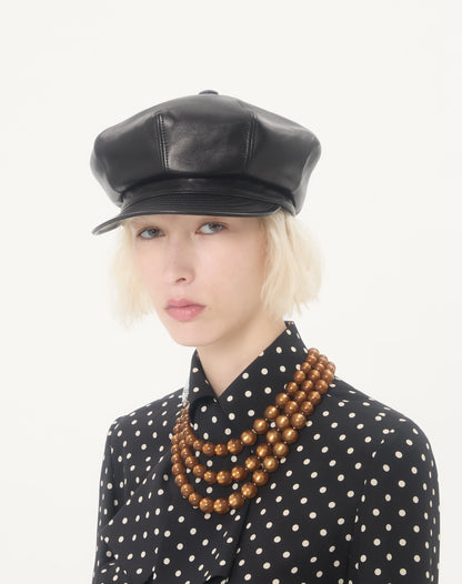 Valentino Garavani Vlogo Signature Leather Cap