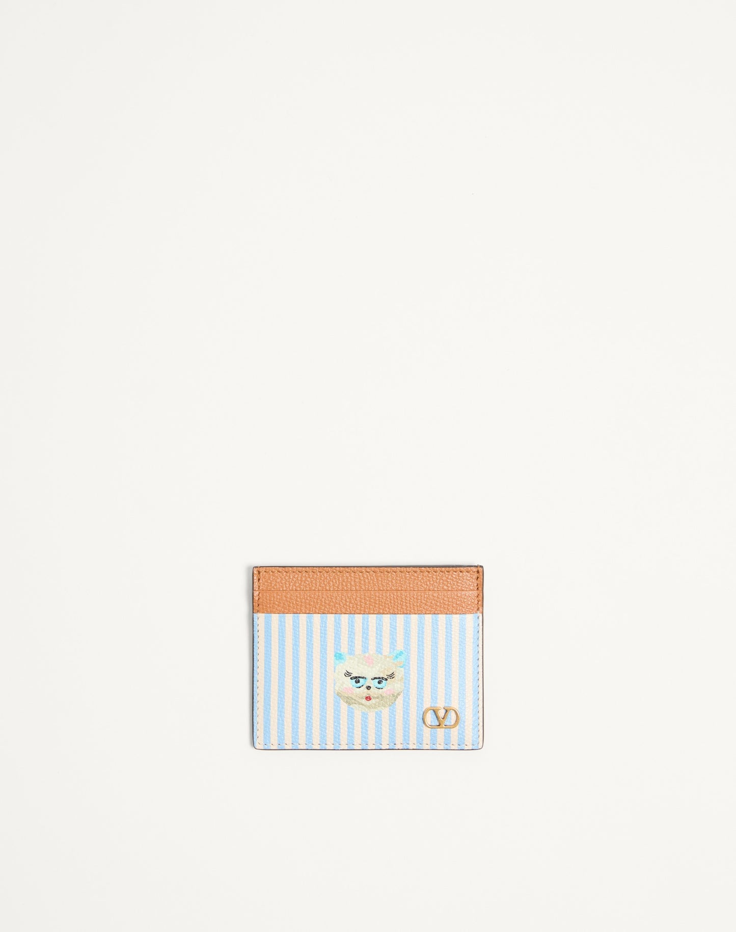 Valentino Garavani Vlogo Signature Wallet In Grainy Calfskin With Le Chat De La Maison Print