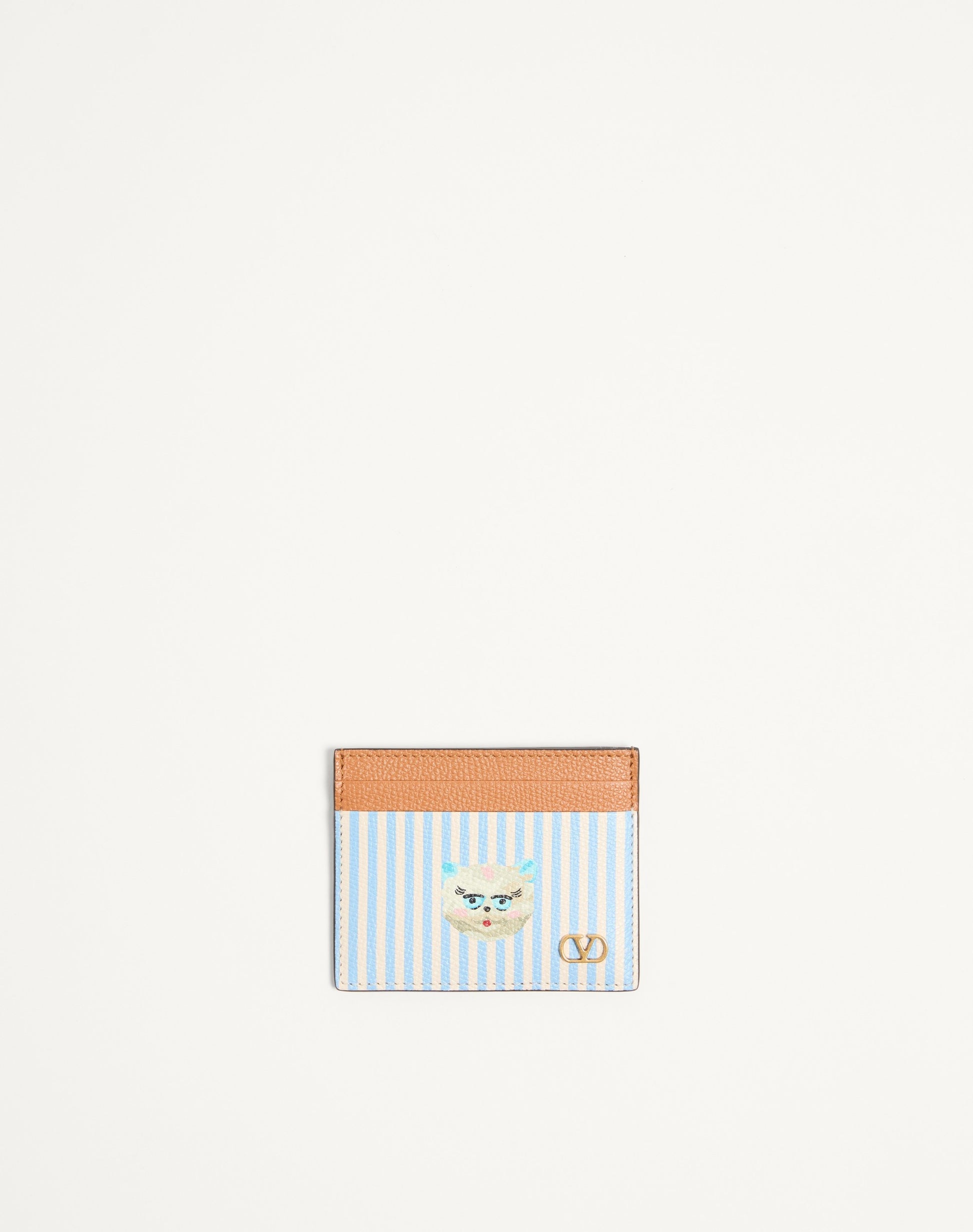 Valentino Garavani Vlogo Signature Wallet In Grainy Calfskin With Le Chat De La Maison Print