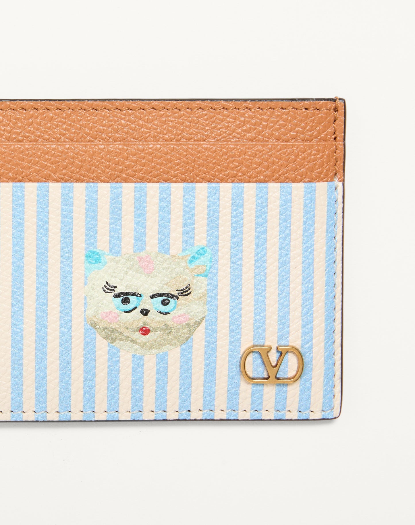 Valentino Garavani Vlogo Signature Wallet In Grainy Calfskin With Le Chat De La Maison Print