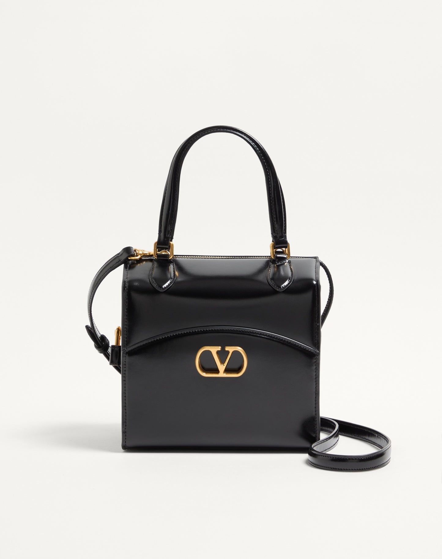 Valentino Garavani Vain-case Bowling Bag In Shiny Calfskin