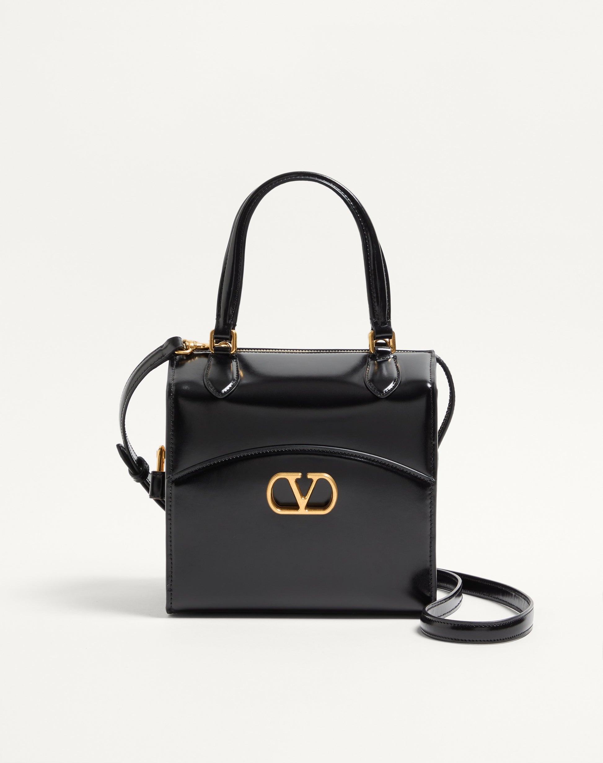 Valentino Garavani Vain-case Bowling Bag In Shiny Calfskin