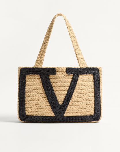 Valentino Garavani Viva Superstar Medium Shopping Bag In Raffia