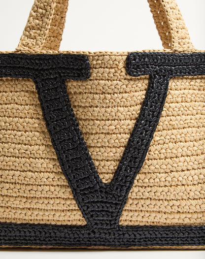 Valentino Garavani Viva Superstar Medium Shopping Bag In Raffia