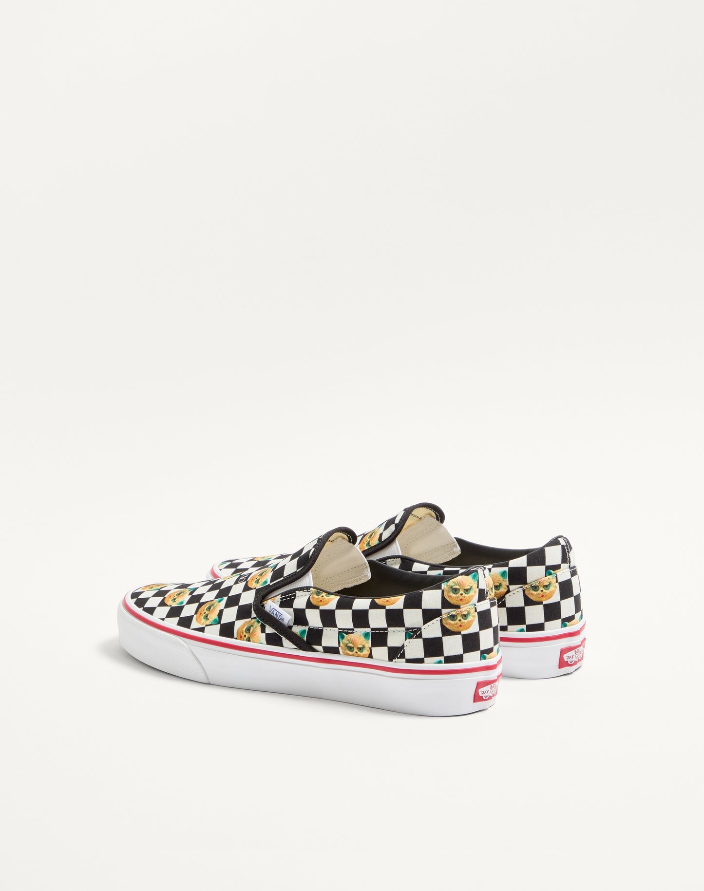 Valentino Garavani And Vans Slip-on Trainer In Fabric With Le Chat De La Maison Print And Vlogo Checkerboard Print
