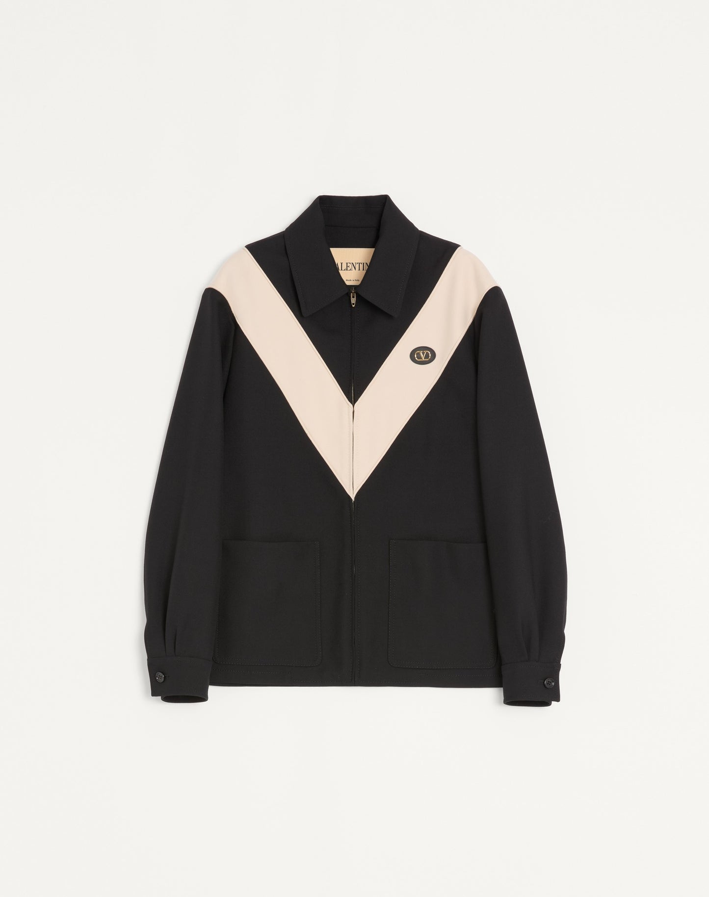 Valentino Nylon Gabardine Jacket With Inlaid V And Vlogo Patch