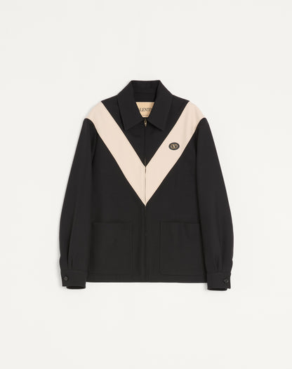 Valentino Nylon Gabardine Jacket With Inlaid V And Vlogo Patch