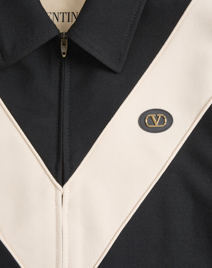 Valentino Nylon Gabardine Jacket With Inlaid V And Vlogo Patch