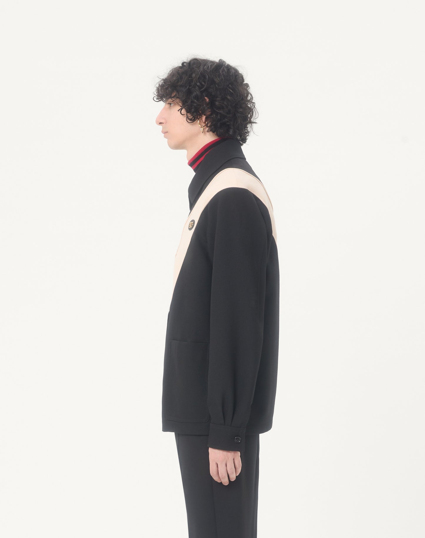 Valentino Nylon Gabardine Jacket With Inlaid V And Vlogo Patch
