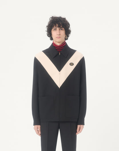 Valentino Nylon Gabardine Jacket With Inlaid V And Vlogo Patch