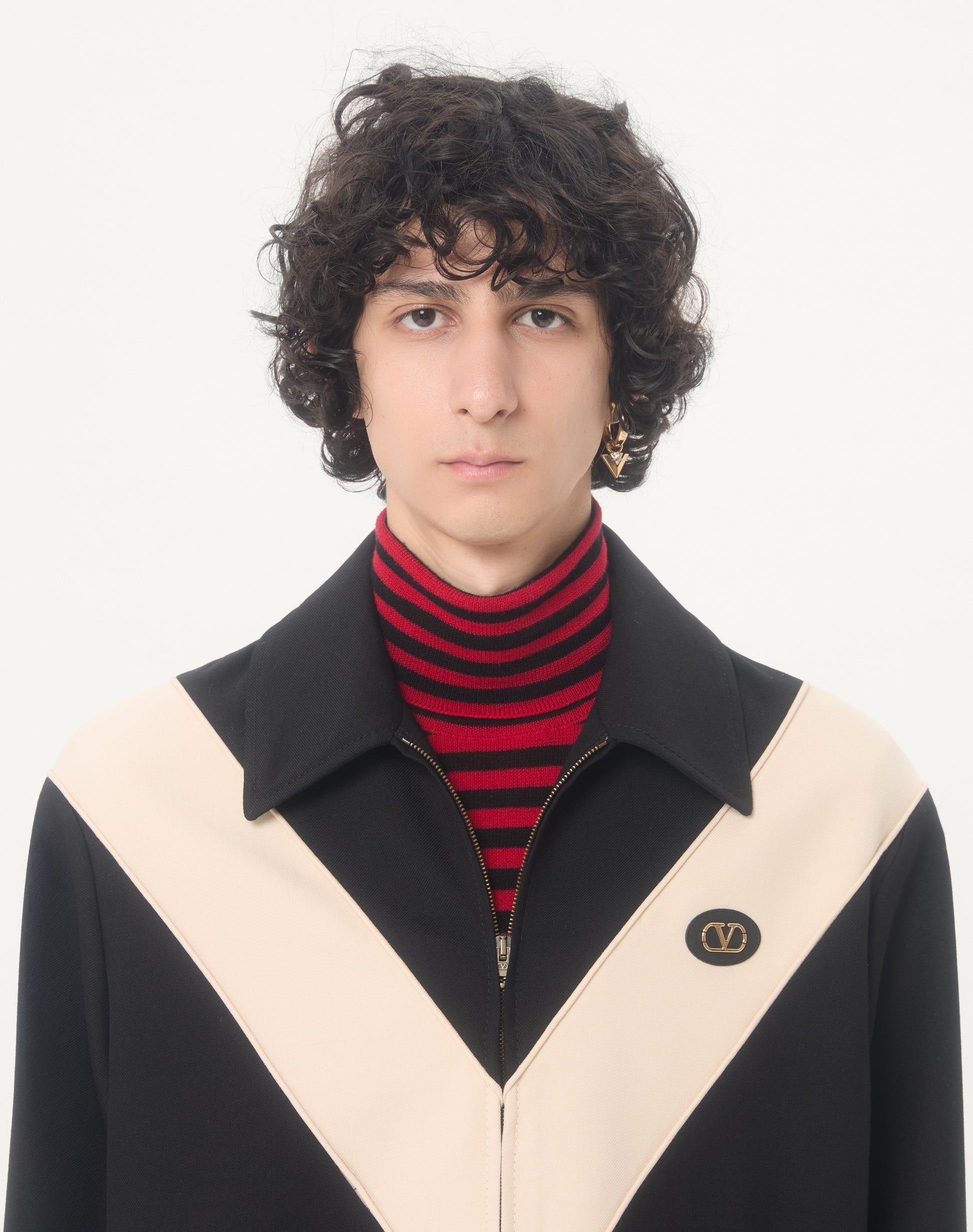 Valentino Nylon Gabardine Jacket With Inlaid V And Vlogo Patch