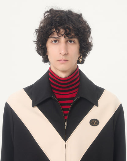 Valentino Nylon Gabardine Jacket With Inlaid V And Vlogo Patch