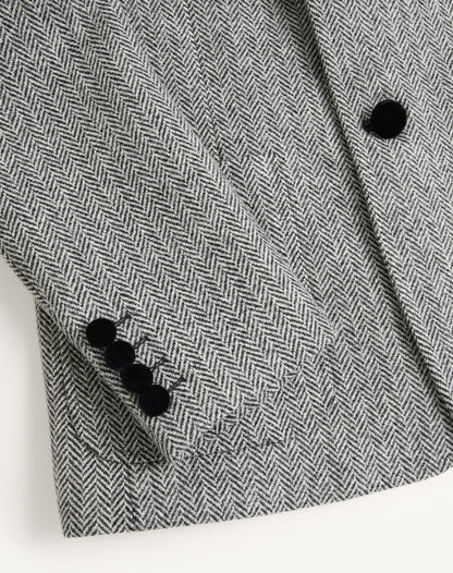 Valentino Single-breasted Wool Jacket In Chevron Pattern
