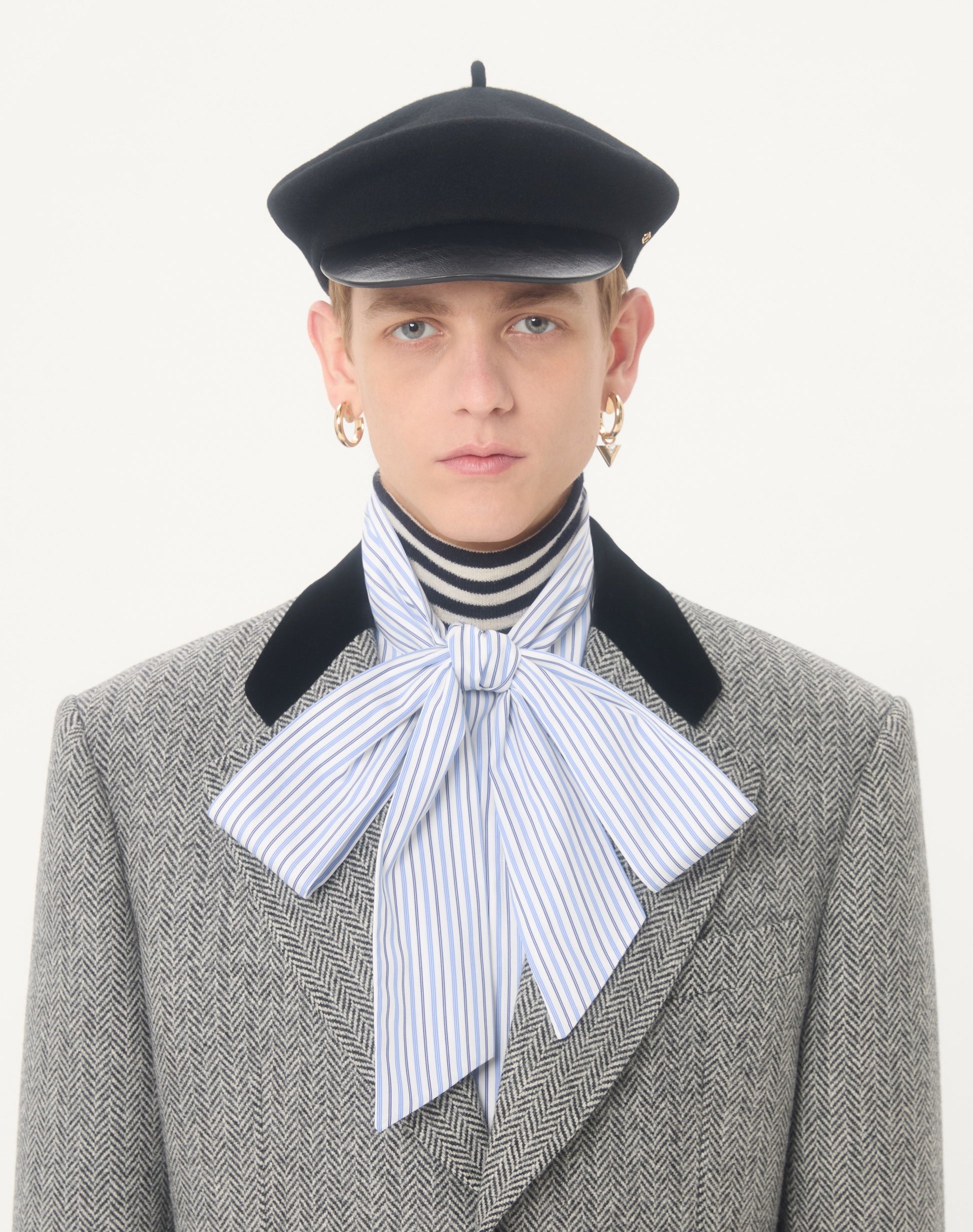 Valentino Single-breasted Wool Jacket In Chevron Pattern