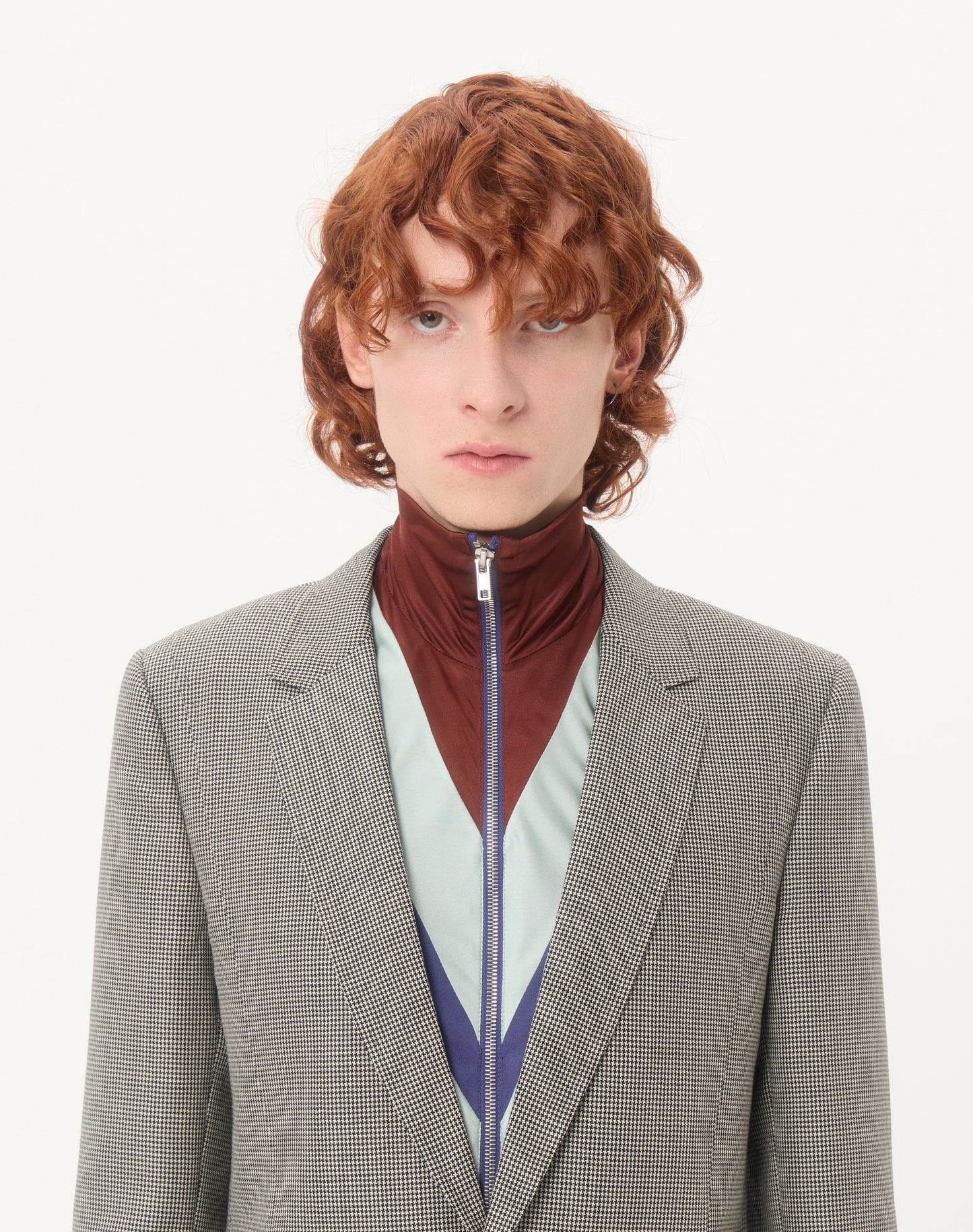 Valentino Single-breasted Wool Jacket With Houndstooth Pattern