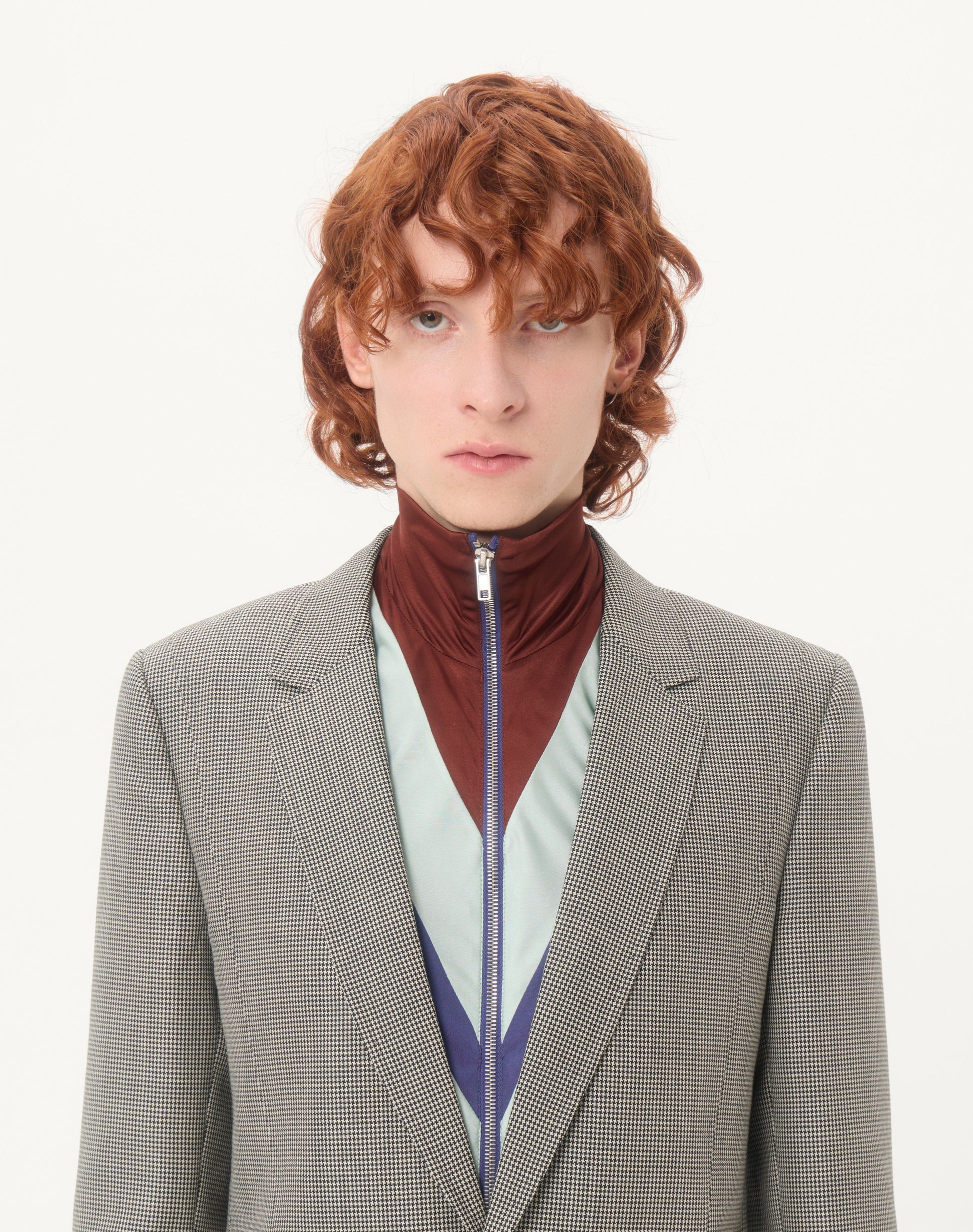 Valentino Single-breasted Wool Jacket With Houndstooth Pattern