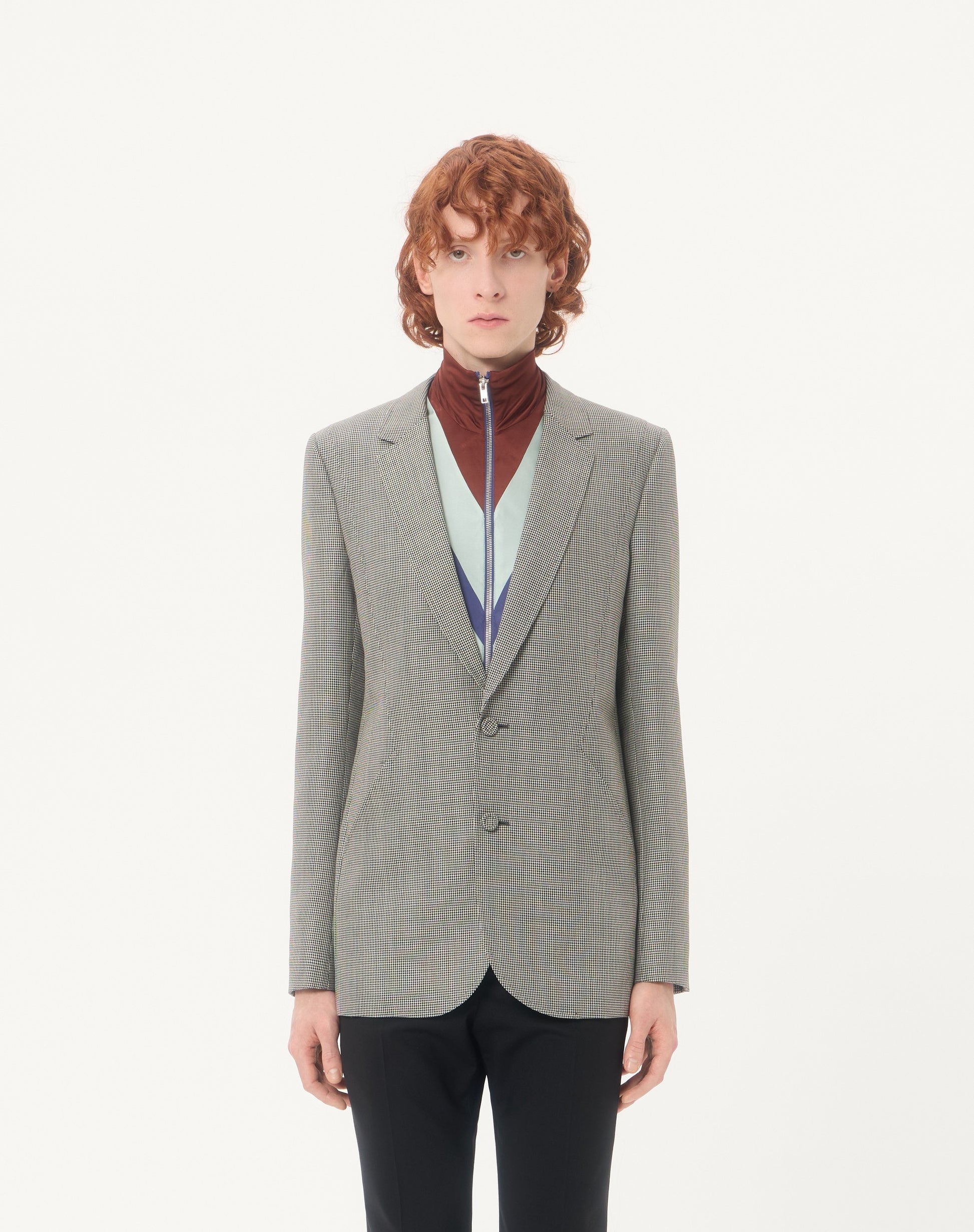 Valentino Single-breasted Wool Jacket With Houndstooth Pattern