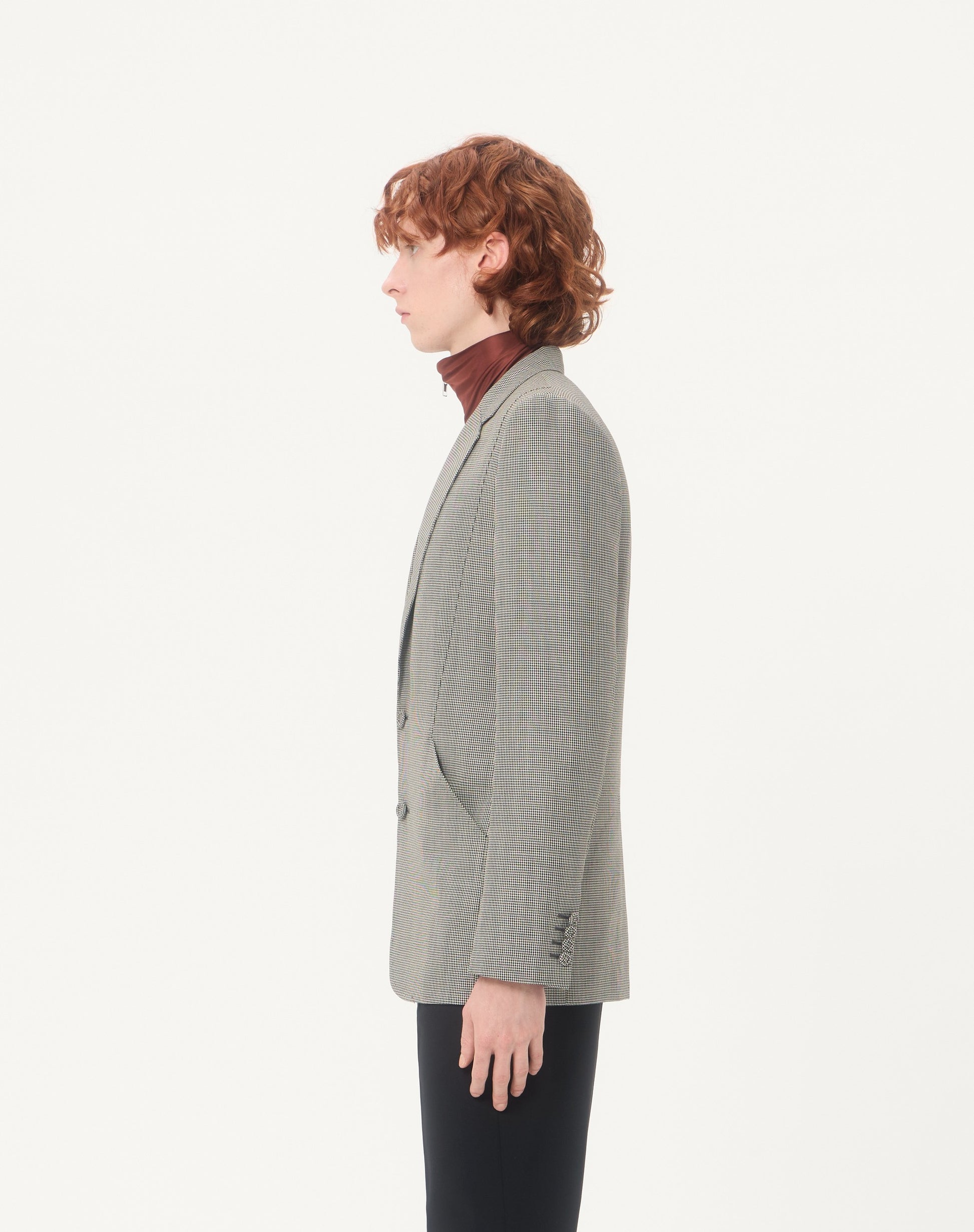 Valentino Single-breasted Wool Jacket With Houndstooth Pattern