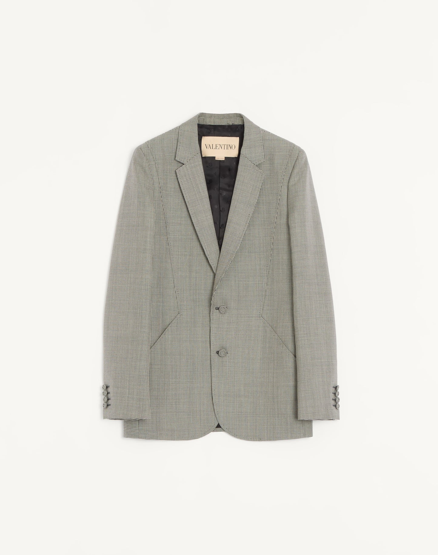 Valentino Single-breasted Wool Jacket With Houndstooth Pattern