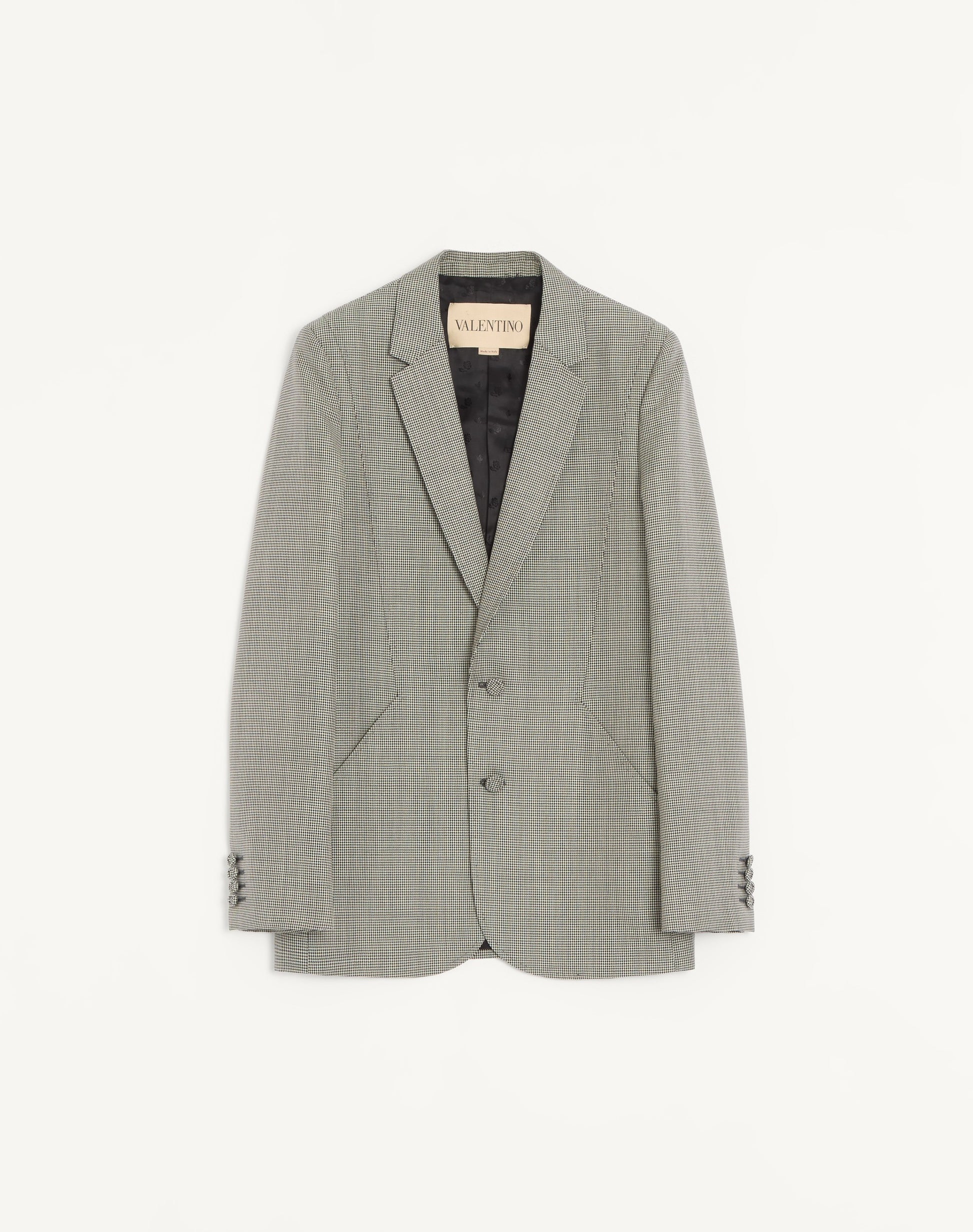 Valentino Single-breasted Wool Jacket With Houndstooth Pattern