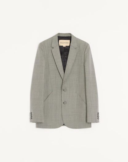 Valentino Single-breasted Wool Jacket With Houndstooth Pattern
