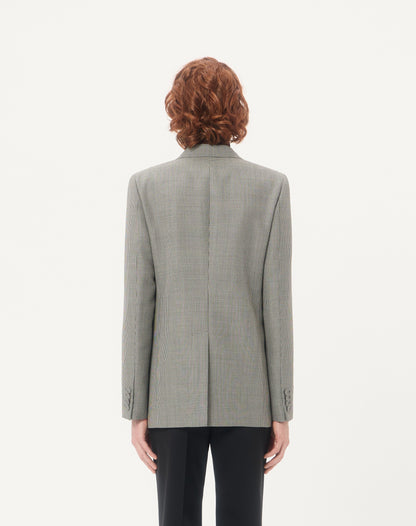 Valentino Single-breasted Wool Jacket With Houndstooth Pattern