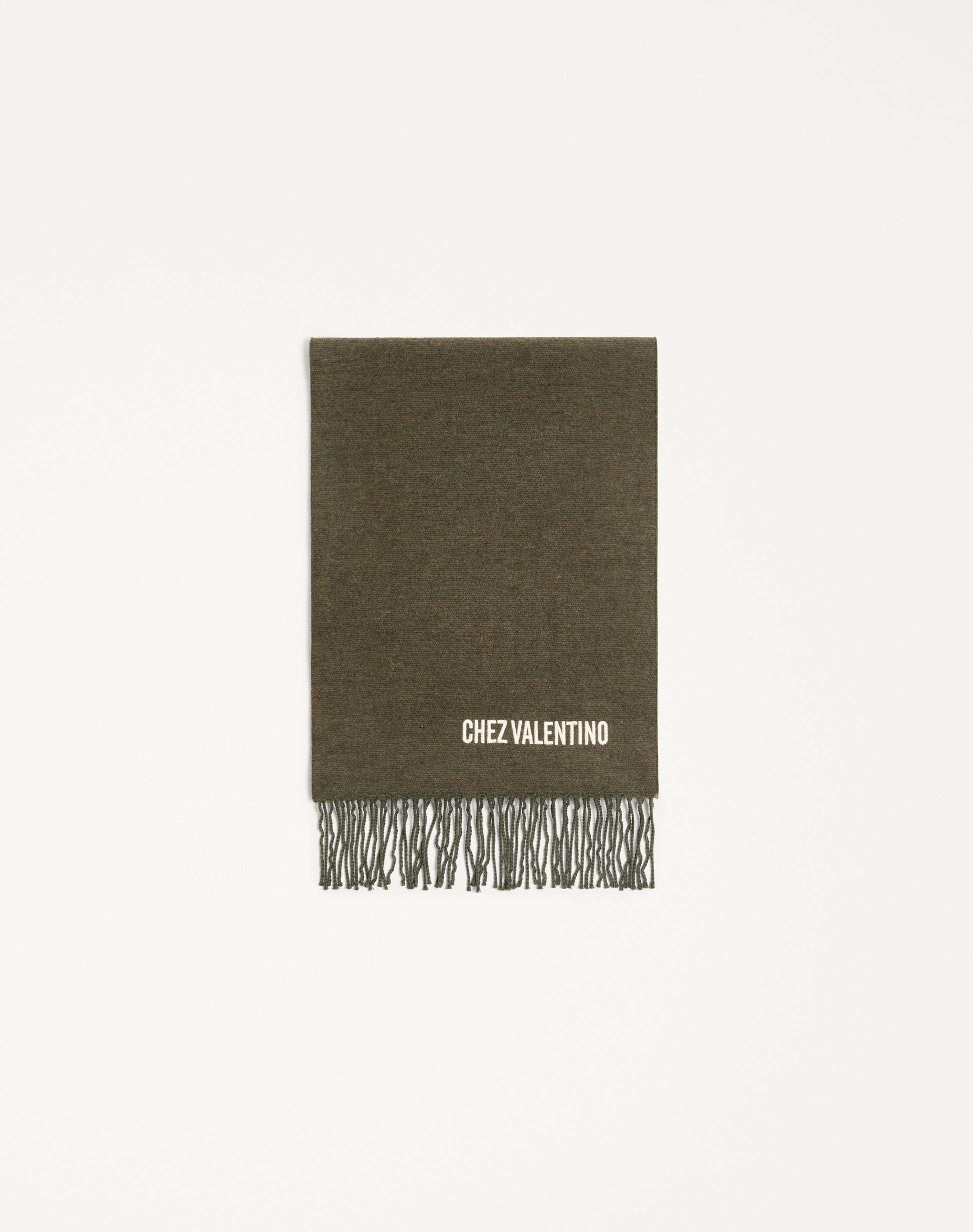 Valentino Wool Scarf With Chez Valentino Embroidery