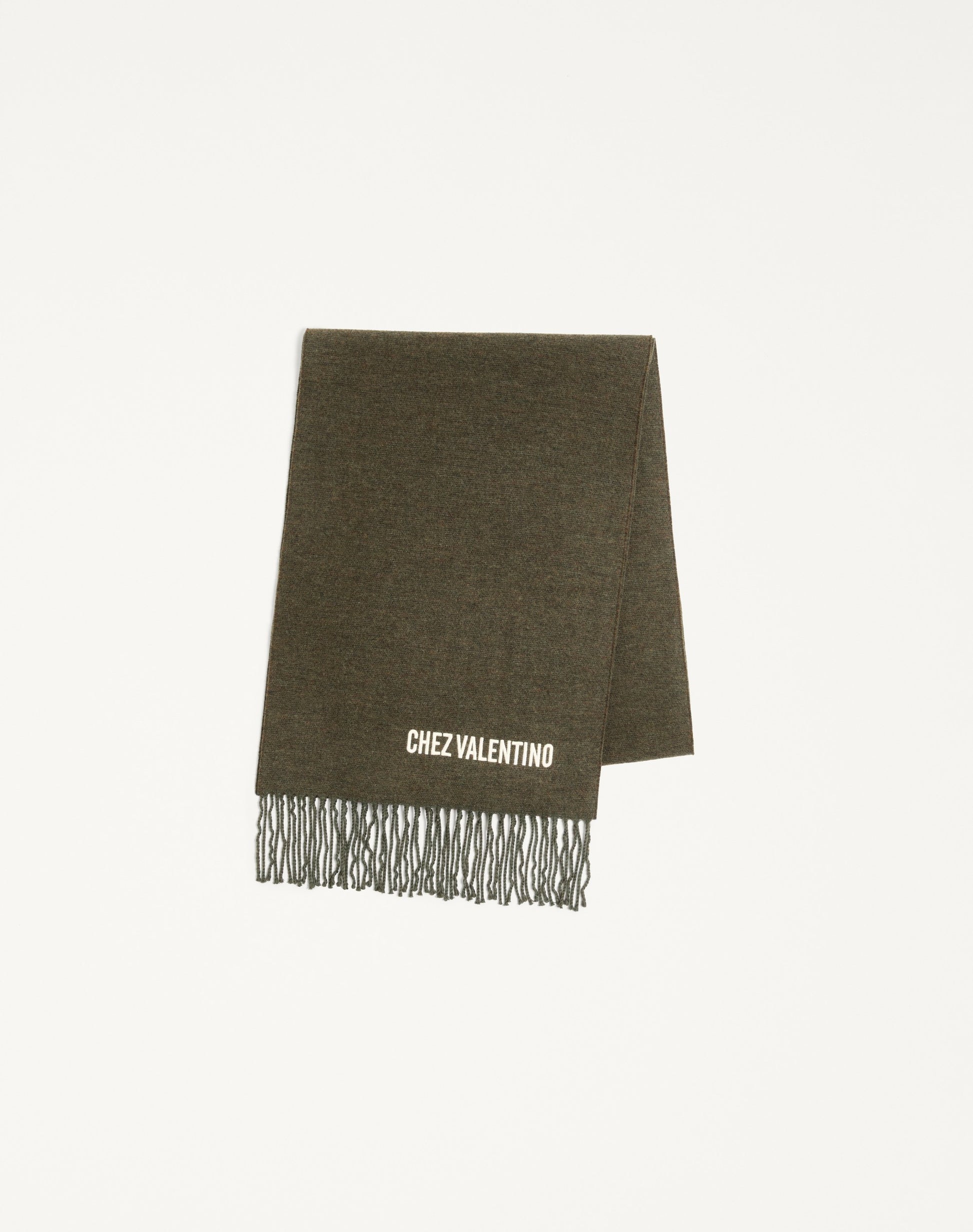 Valentino Wool Scarf With Chez Valentino Embroidery