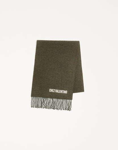 Valentino Wool Scarf With Chez Valentino Embroidery
