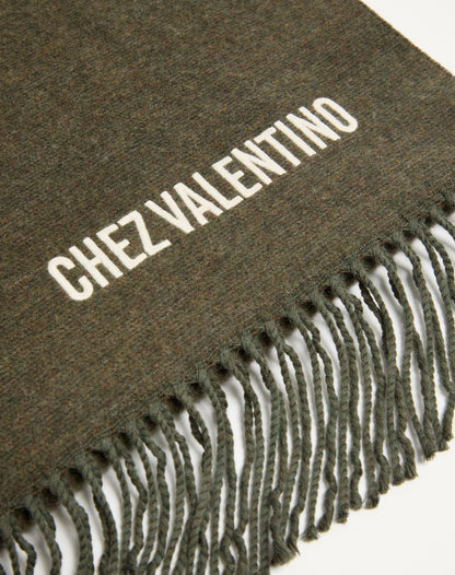 Valentino Wool Scarf With Chez Valentino Embroidery