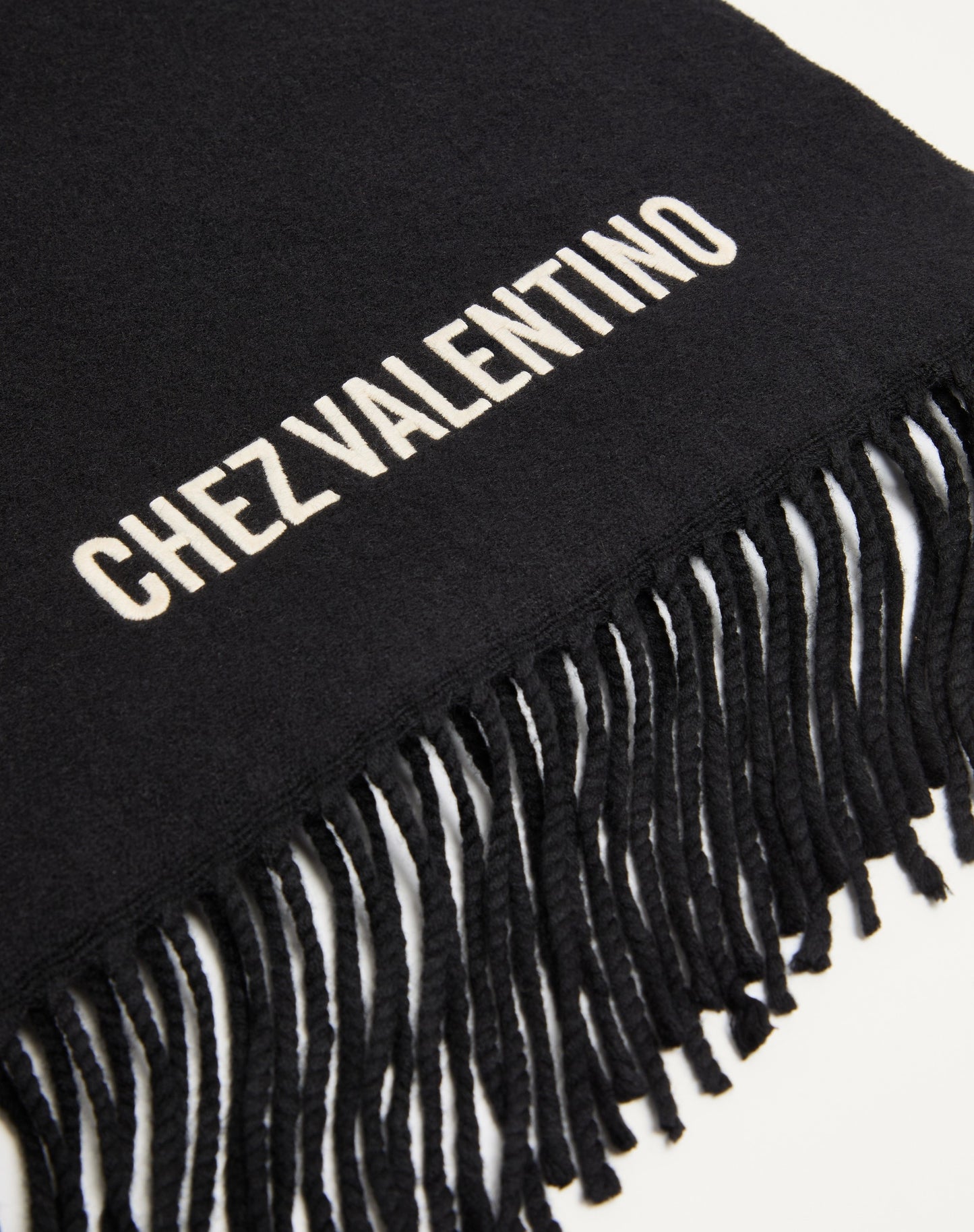 Valentino Wool Scarf With Chez Valentino Embroidery