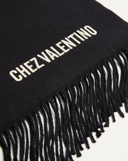 Valentino Wool Scarf With Chez Valentino Embroidery