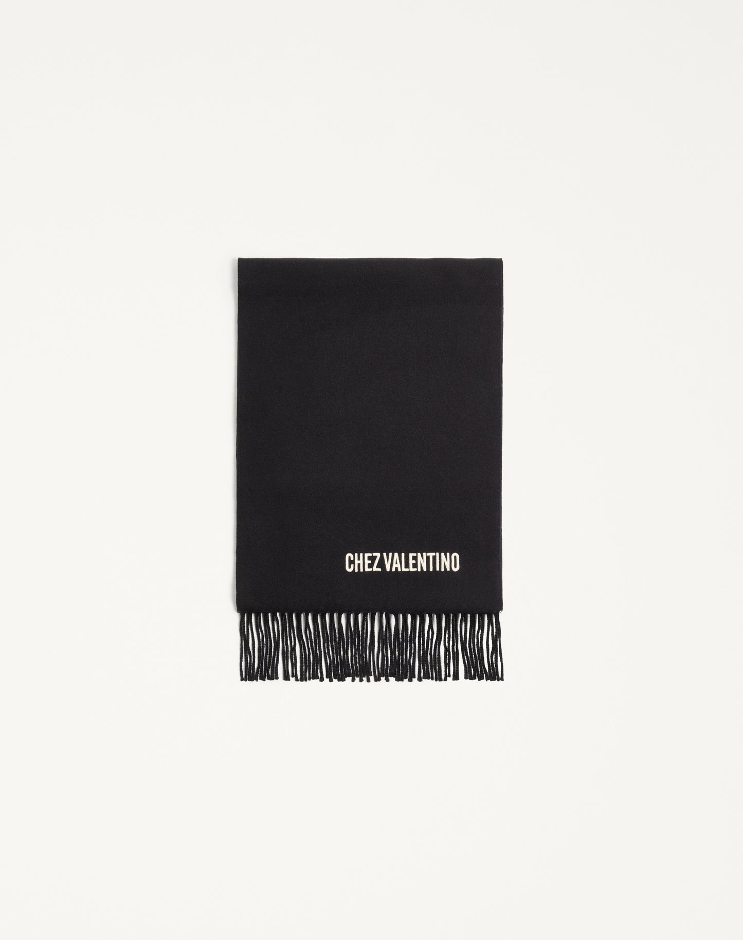 Valentino Wool Scarf With Chez Valentino Embroidery
