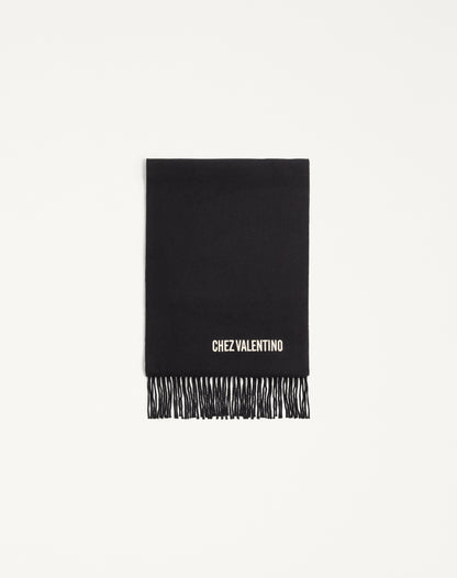 Valentino Wool Scarf With Chez Valentino Embroidery