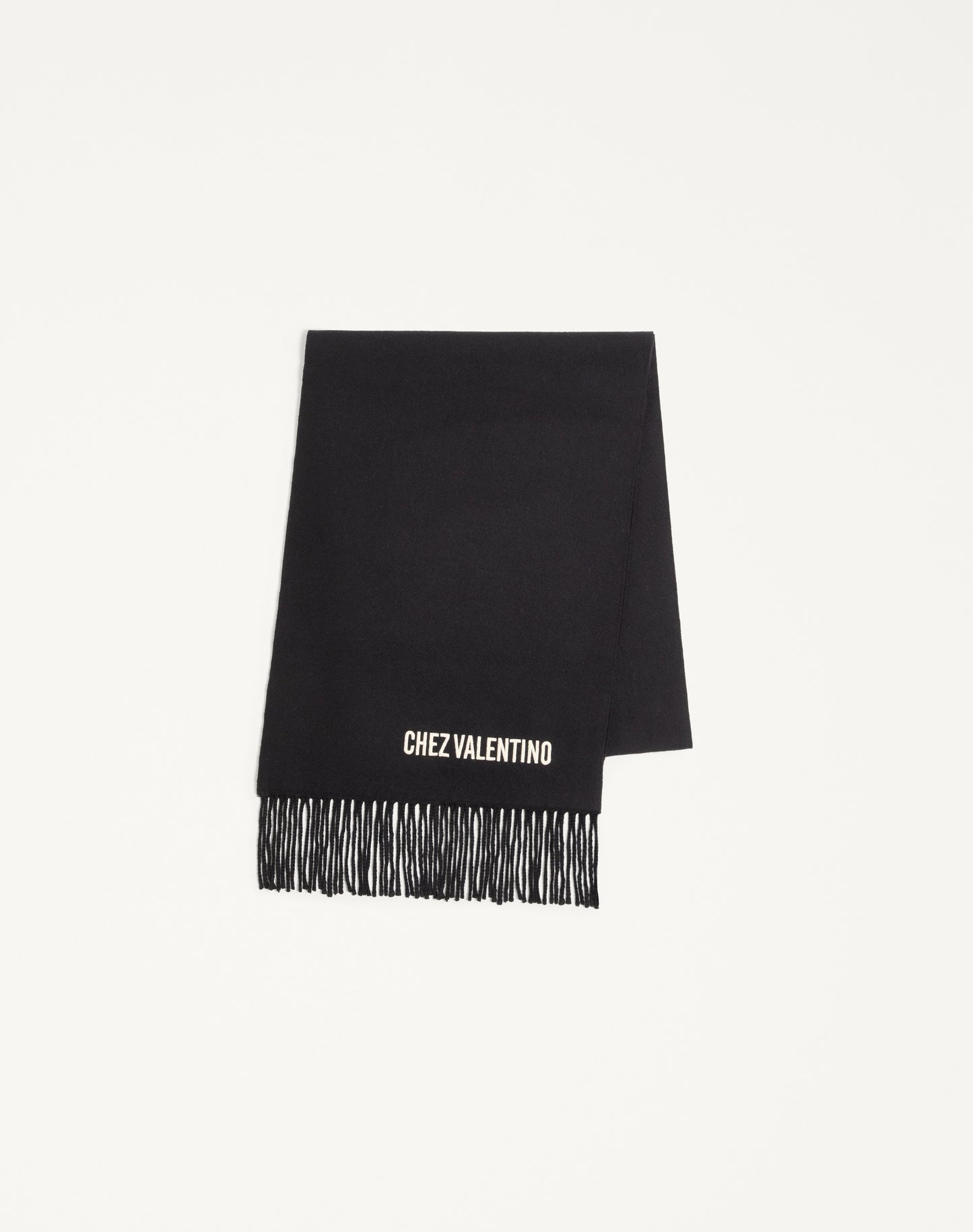 Valentino Wool Scarf With Chez Valentino Embroidery