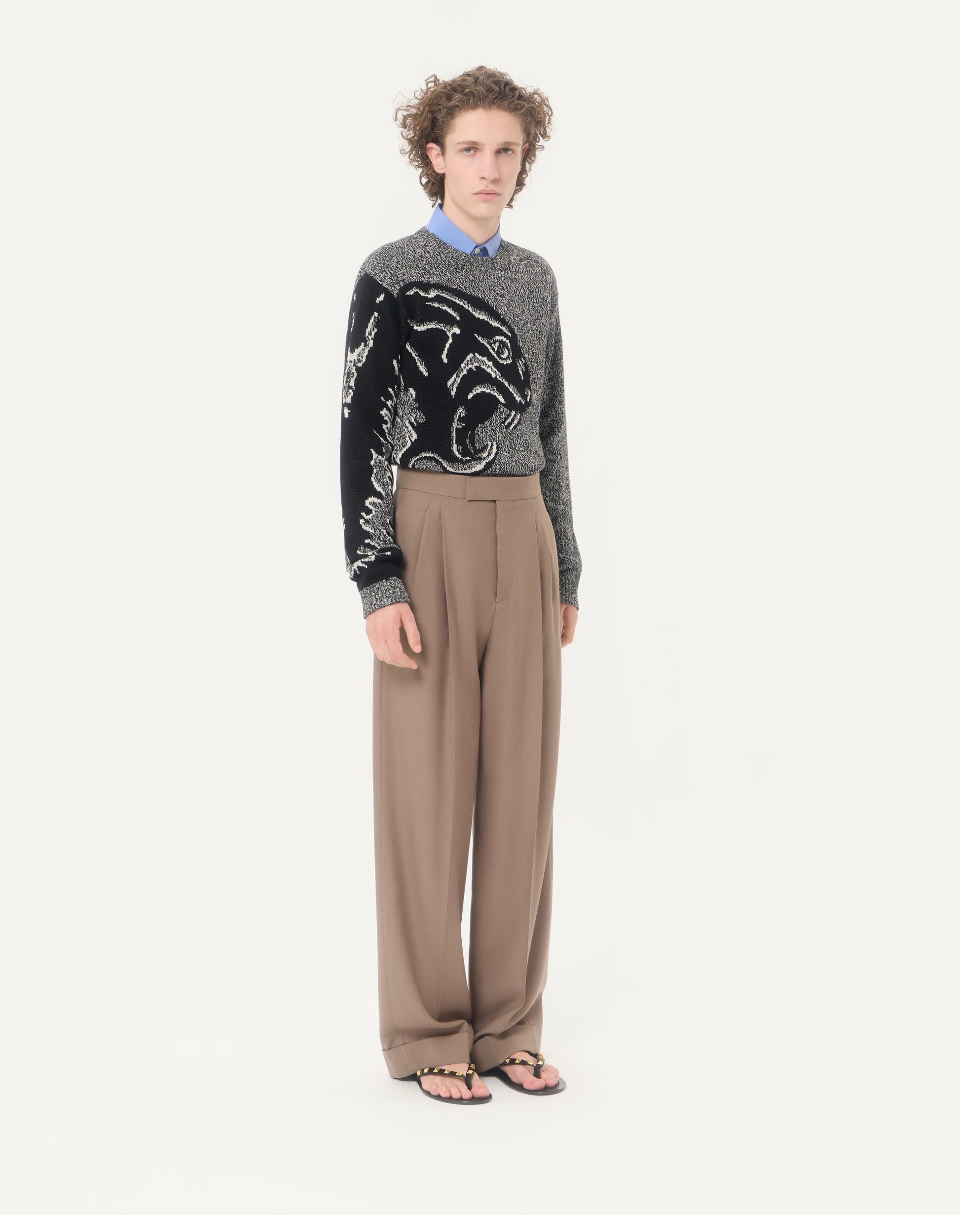 Valentino Cuffed Wool Trousers In Natté Wool