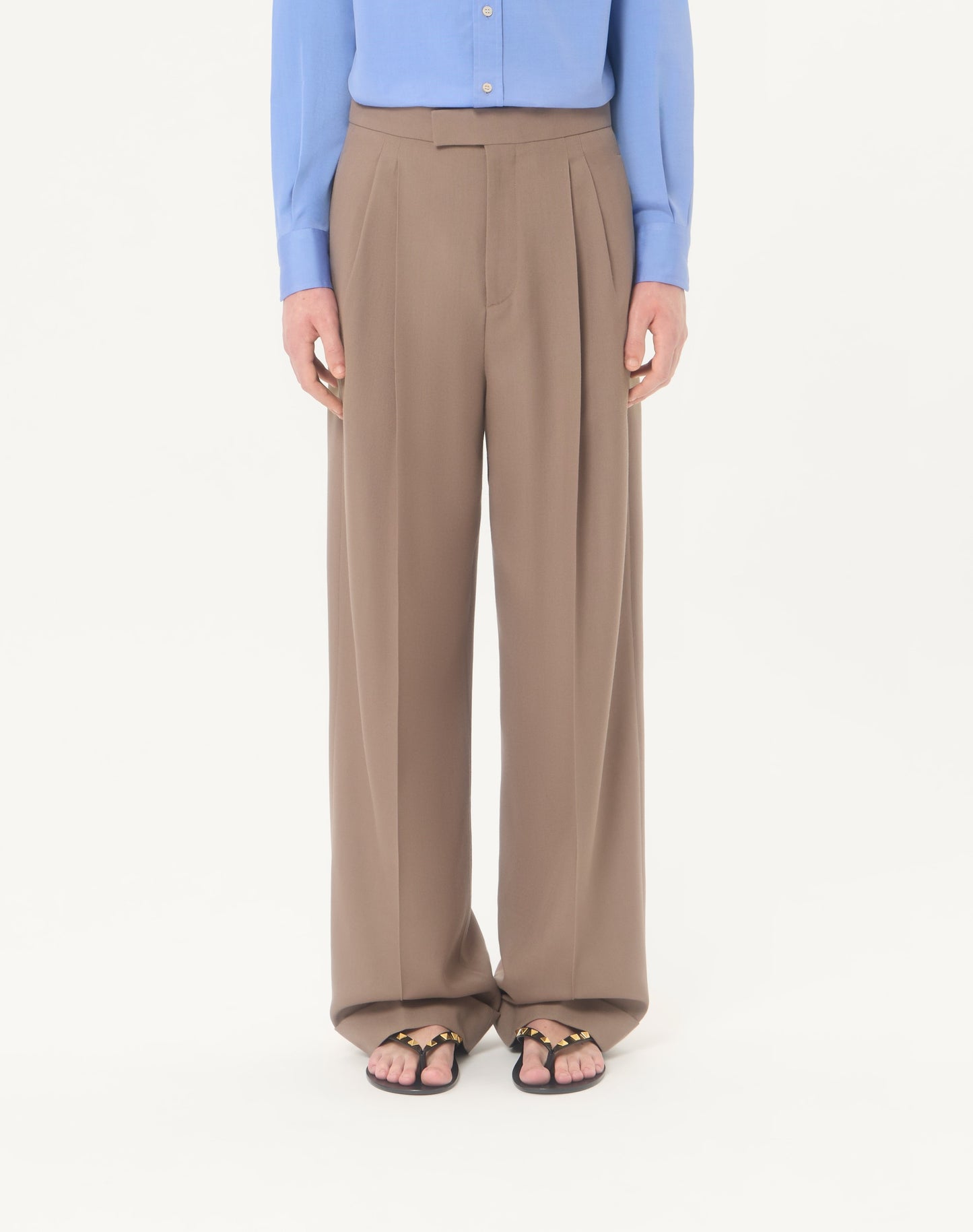Valentino Cuffed Wool Trousers In Natté Wool