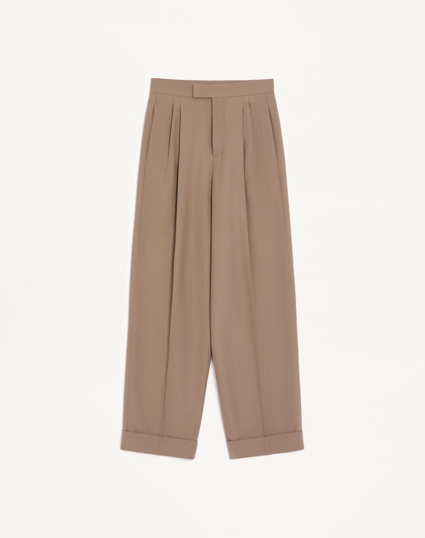 Valentino Cuffed Wool Trousers In Natté Wool