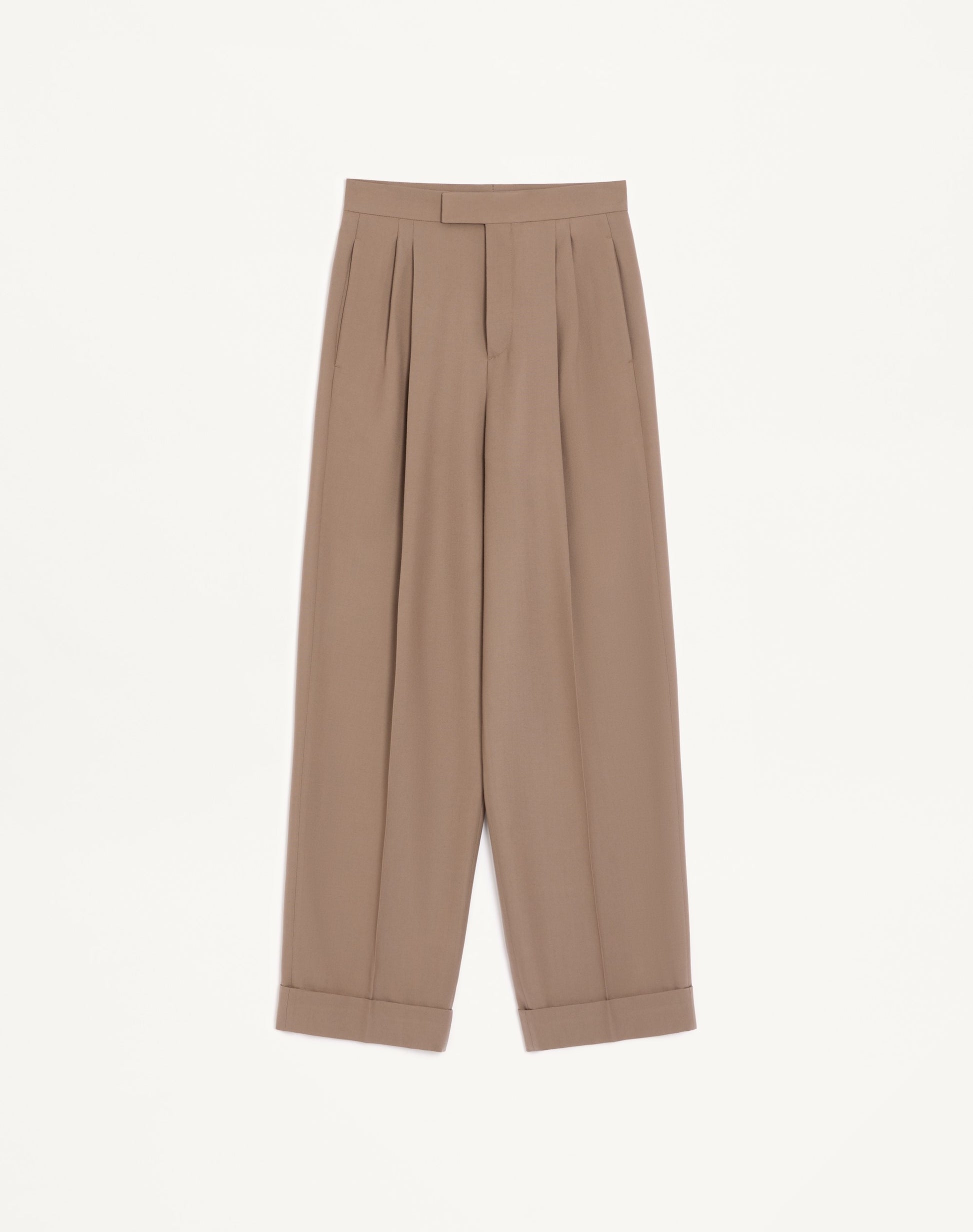 Valentino Cuffed Wool Trousers In Natté Wool