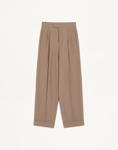 Valentino Cuffed Wool Trousers In Natté Wool