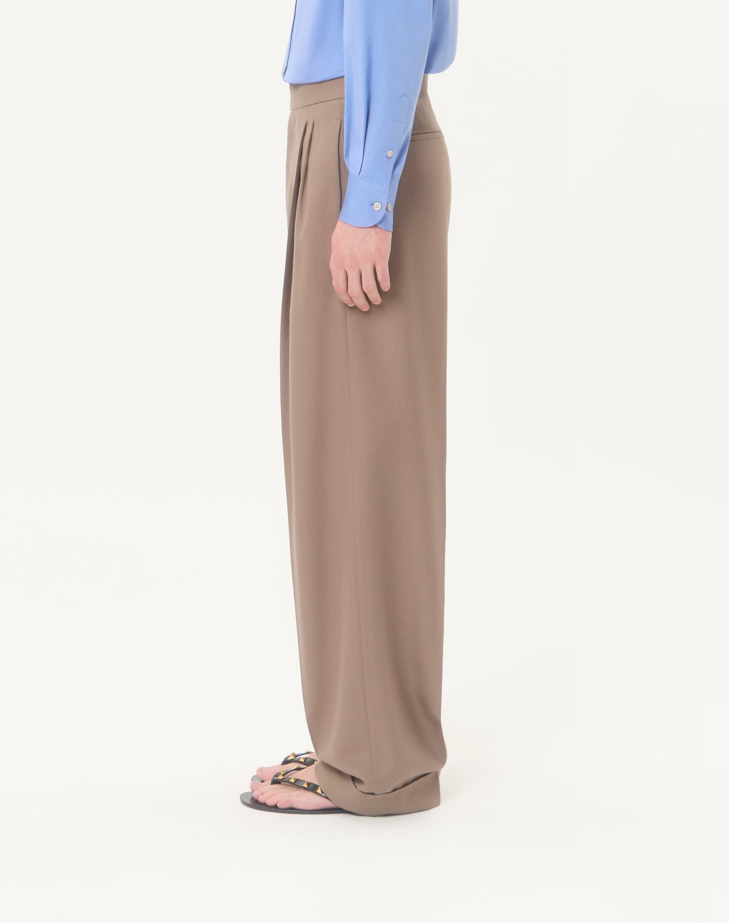Valentino Cuffed Wool Trousers In Natté Wool