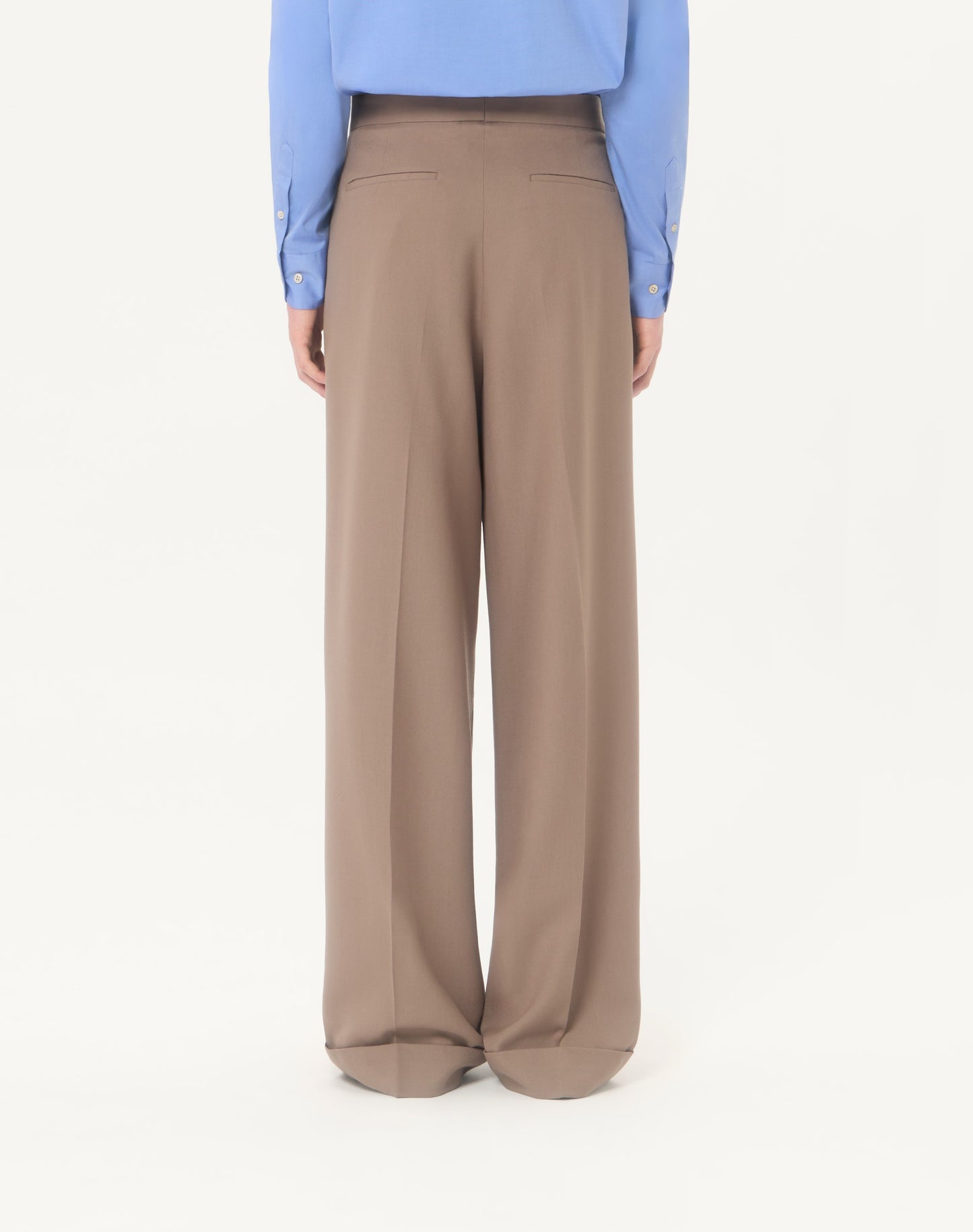 Valentino Cuffed Wool Trousers In Natté Wool