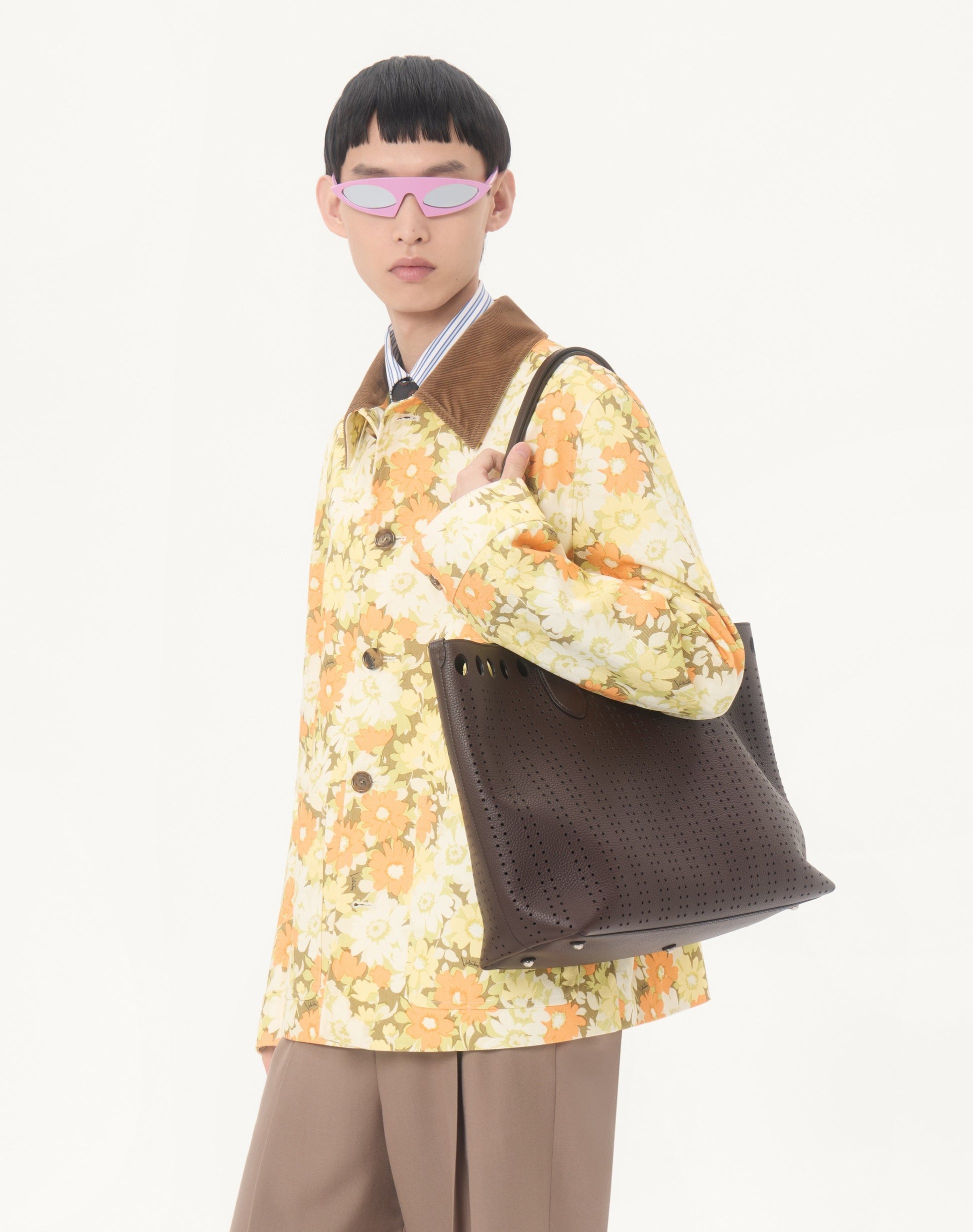 Valentino Shirt Jacket In Cotton Drill With Papier Floral Print