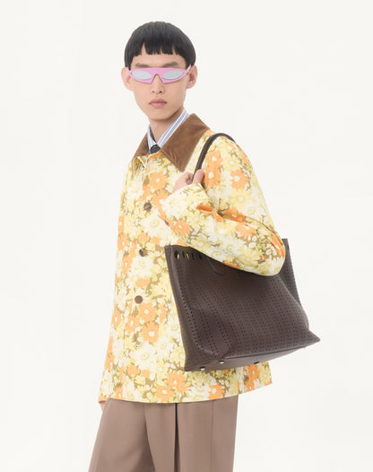Valentino Shirt Jacket In Cotton Drill With Papier Floral Print