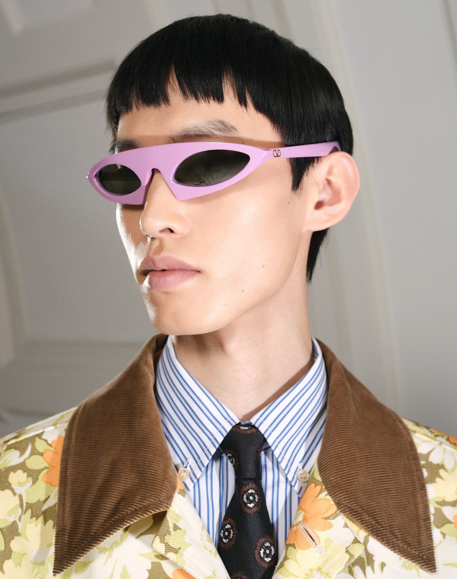 Valentino Shirt Jacket In Cotton Drill With Papier Floral Print