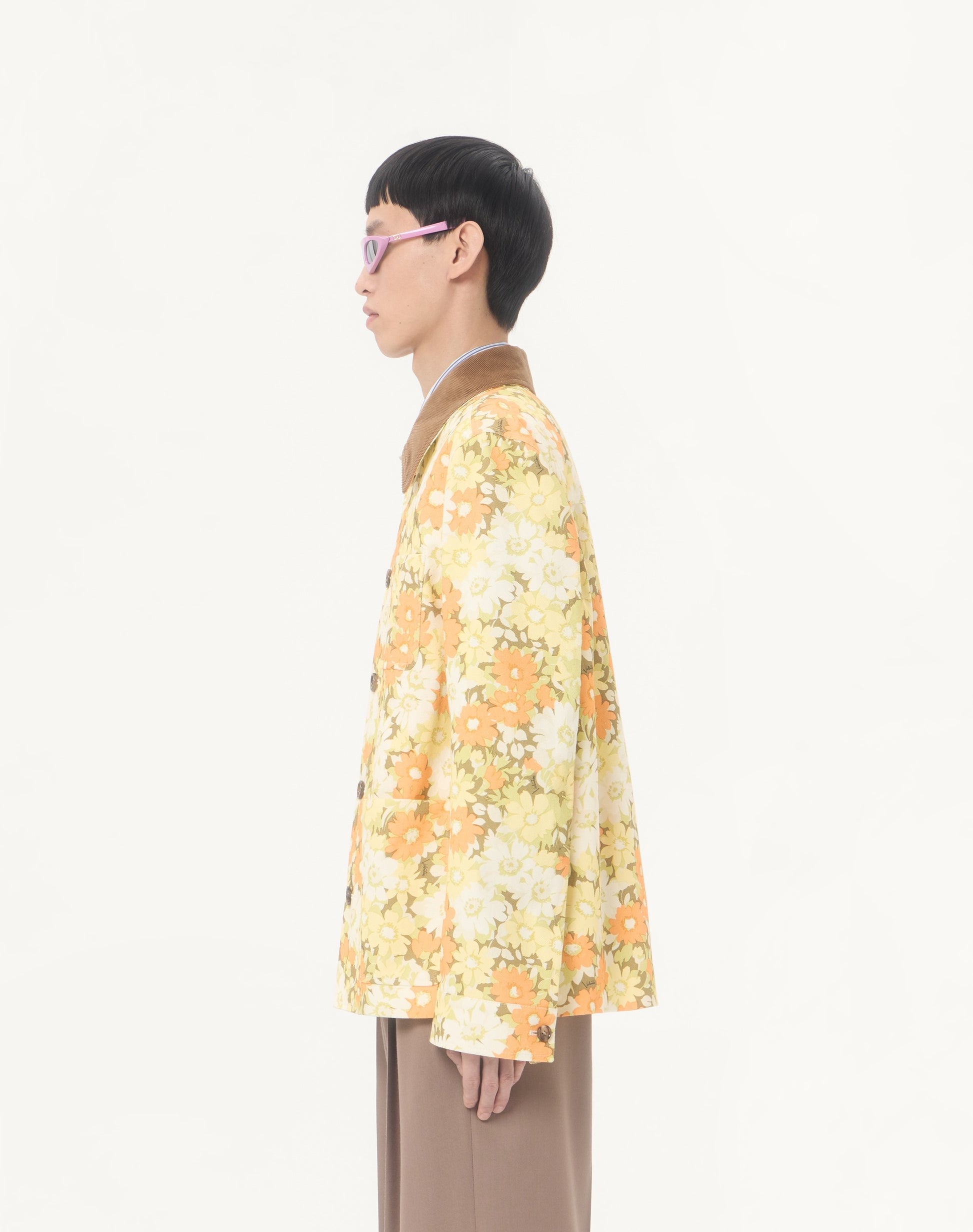 Valentino Shirt Jacket In Cotton Drill With Papier Floral Print