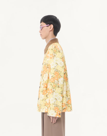 Valentino Shirt Jacket In Cotton Drill With Papier Floral Print